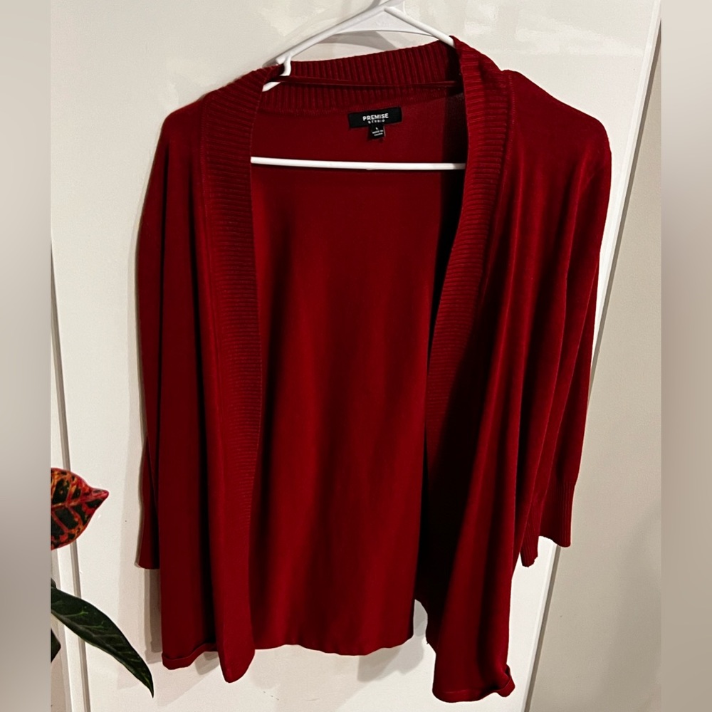 Red cardigan